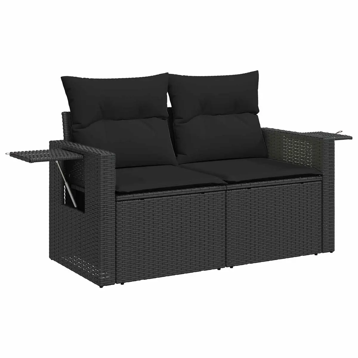 Garden Sofa Set Black Poly Rattan Modular Outdoor Furniture