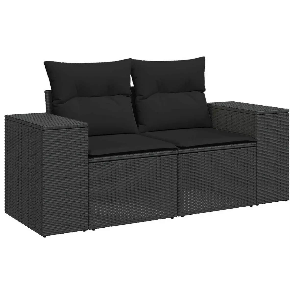 Outdoor Garden Sofa Set 11 Pieces Modular Lounge Furniture Black Poly Rattan