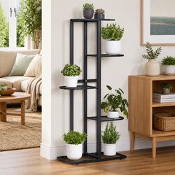 5-Tier Metal Plant Stand Flower Display Rack Garden Home Shelf 43x22x98cm Black