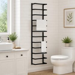 Elevate Your Bathroom Space with This Black Steel Towel Rack