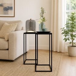 Enhance Your Living Space with Black Steel Side Tables Set of 2