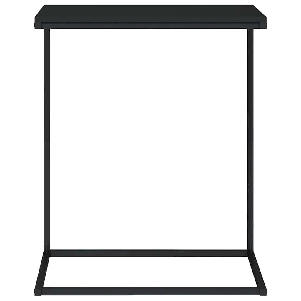 C-Shaped Side Table Black Engineered Wood Accent Furniture for Living Room