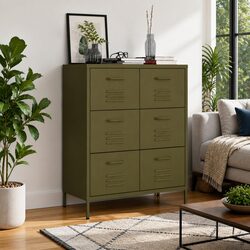 Stylish Green Steel Organiser with 6 Spacious Drawers