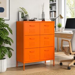 Organize Your Home with a 6-Drawer Orange Storage Cabinet