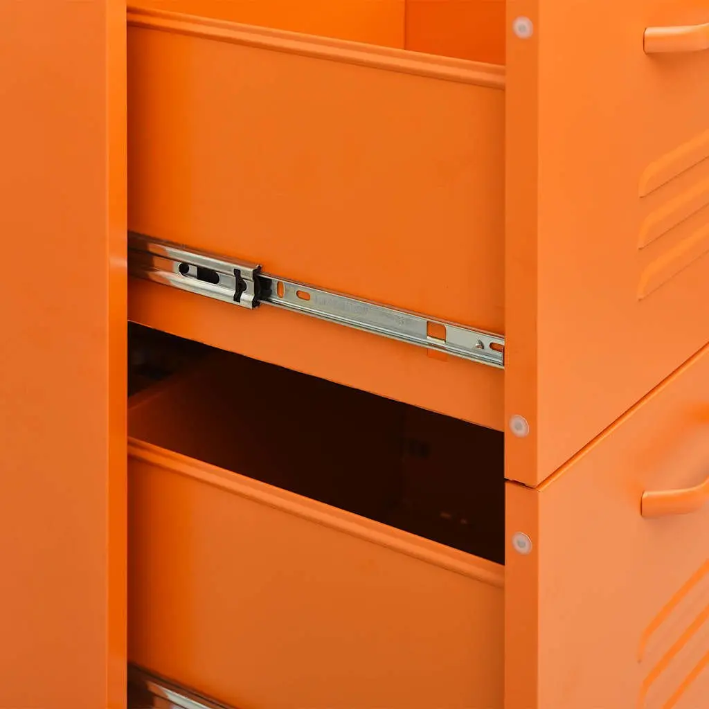 Storage Cabinet 6 Drawers Orange Steel Organizer Unit