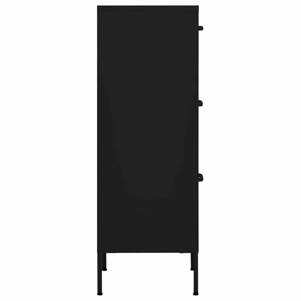 Storage Cabinet Black Drawers Steel Frame Organiser Unit Home Furniture Locker