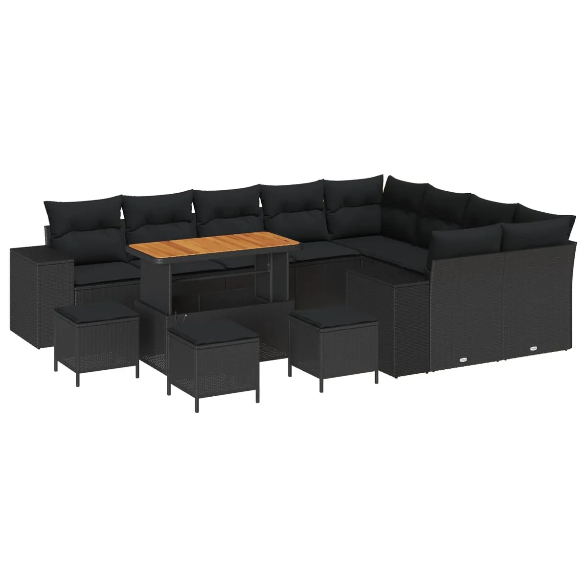 Garden Sofa Set 13 Piece Black Poly Rattan Modular Outdoor Furniture