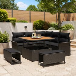 Stylish 8-Piece Outdoor Sofa Set with Adjustable Table