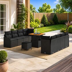 Modular 11-Piece Outdoor Sofa Set in Black