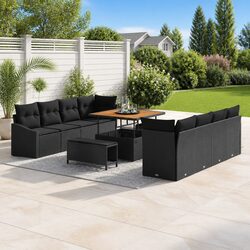Versatile 11-Piece Black Outdoor Sofa Set for Your Garden