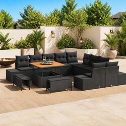 Modern Outdoor 13-Piece Patio Sofa Set in Black