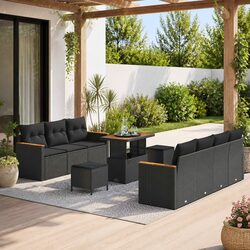 Garden Sofa Set 10 Piece Outdoor Patio Furniture Black Rattan Modular Lounge