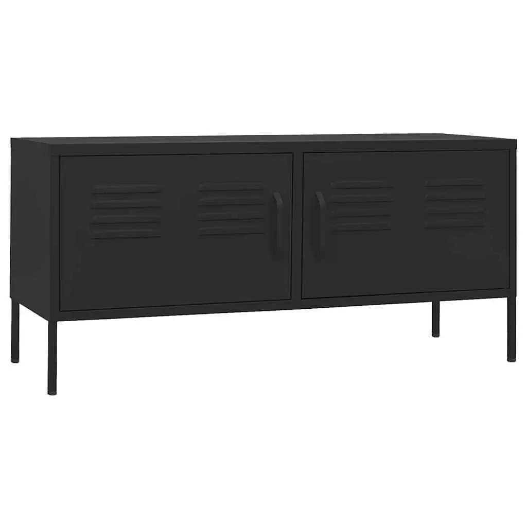 TV Cabinet Black 105x35x50 cm Storage Unit with Doors and Shelves