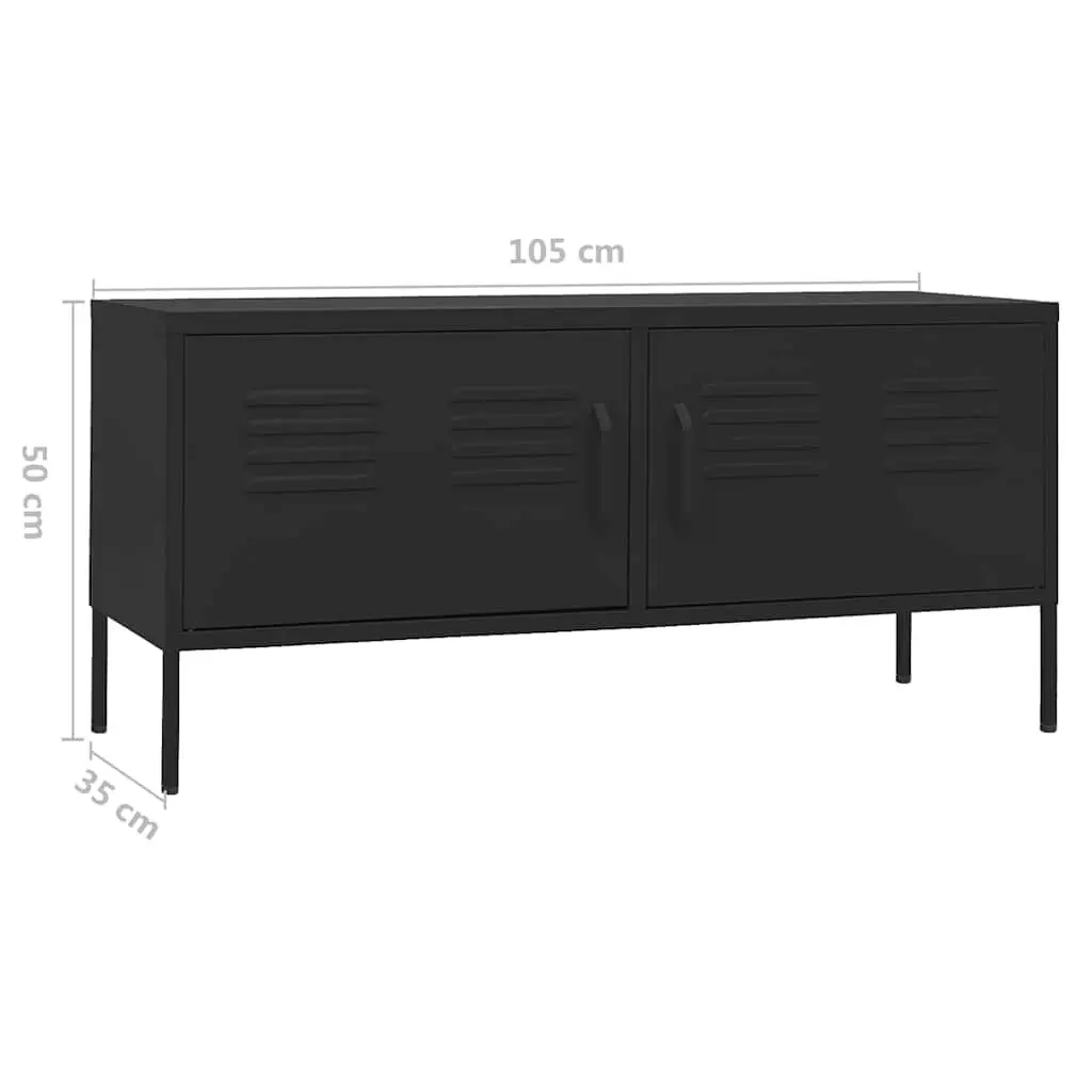 TV Cabinet Black 105x35x50 cm Storage Unit with Doors and Shelves
