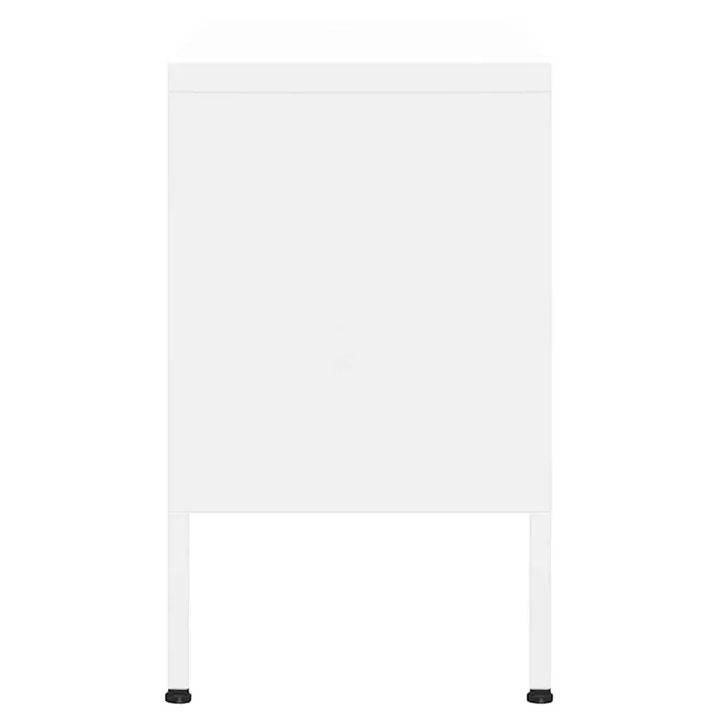 White TV Cabinet Storage Unit with Doors and Shelf for Living Room Media Console 105cm