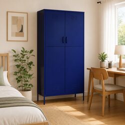 Organize Your Space with a Blue Steel Wardrobe Cabinet