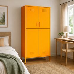 Elevate Your Space with a Yellow Steel Wardrobe Cabinet