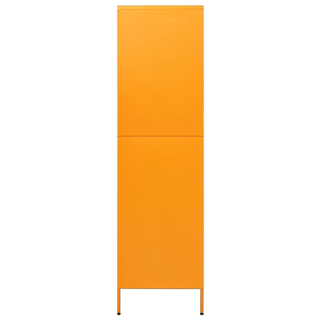 Steel Wardrobe Cabinet 90cm x 50cm x 180cm Yellow with Adjustable Shelves and Hanging Rod