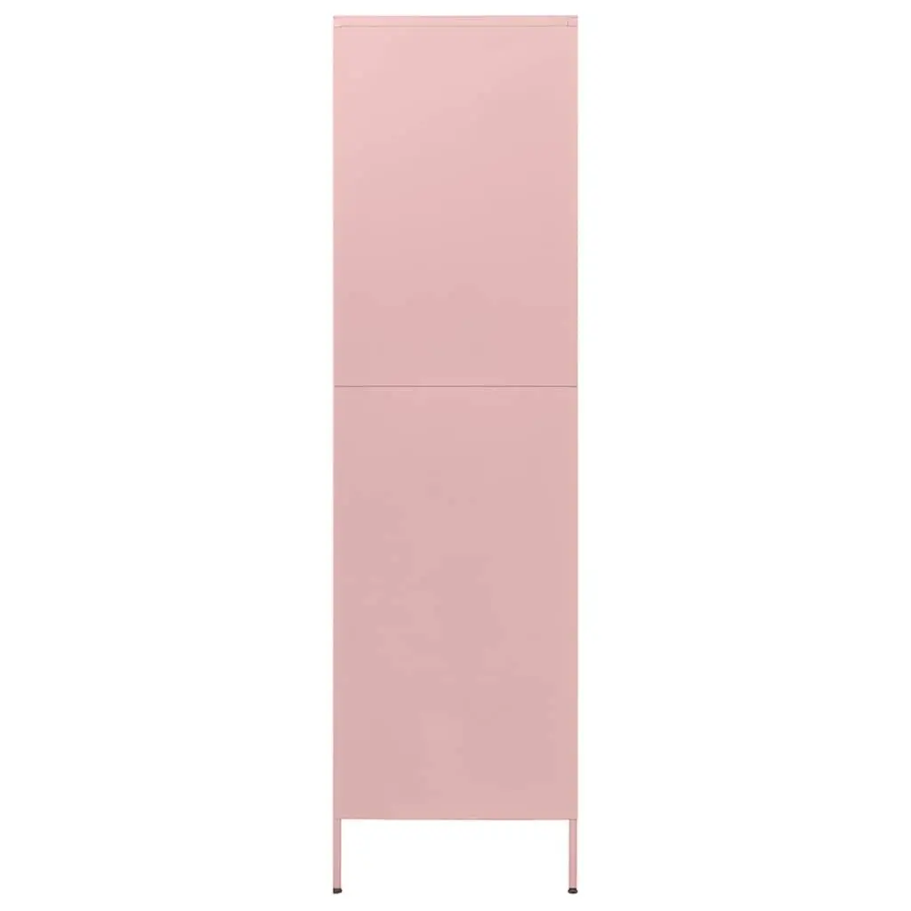 Steel Wardrobe Cabinet 90x50x180cm Pink Adjustable Shelves Large Compartment