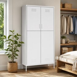 Chic White Steel Storage Cabinet for Organised Living