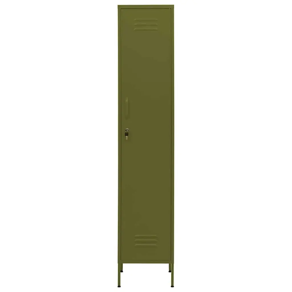 Steel Locker Cabinet Green 4 Adjustable Shelves Locking Storage