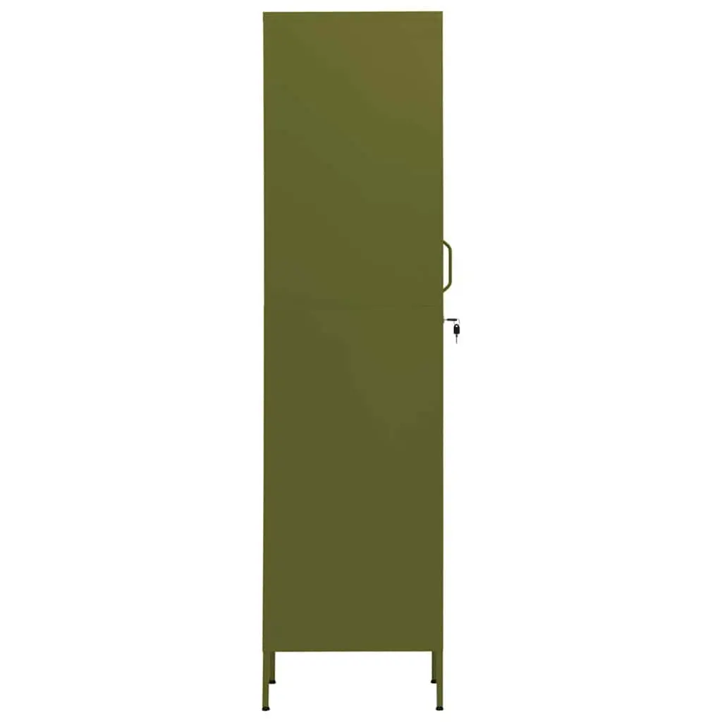 Steel Locker Cabinet Green 4 Adjustable Shelves Locking Storage