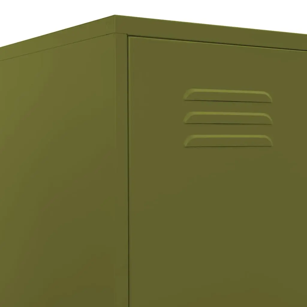 Steel Locker Cabinet Green 4 Adjustable Shelves Locking Storage