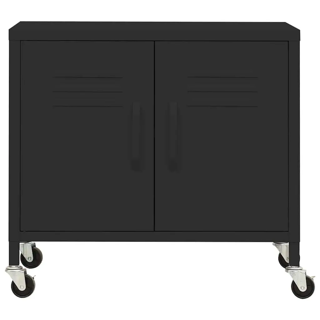 Steel Storage Cabinet 60x35x56cm Black Locking Adjustable Shelf Organizer