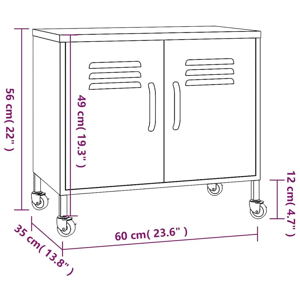 Steel Storage Cabinet 60x35x56cm Black Locking Adjustable Shelf Organizer