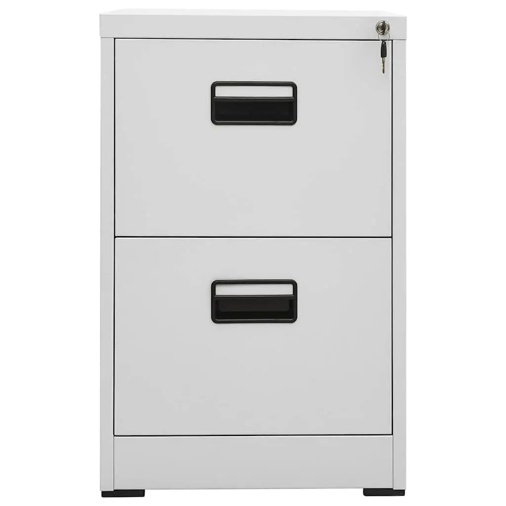 Filing Cabinet Light Grey 2 Drawer Steel Storage Organizer Office Furniture