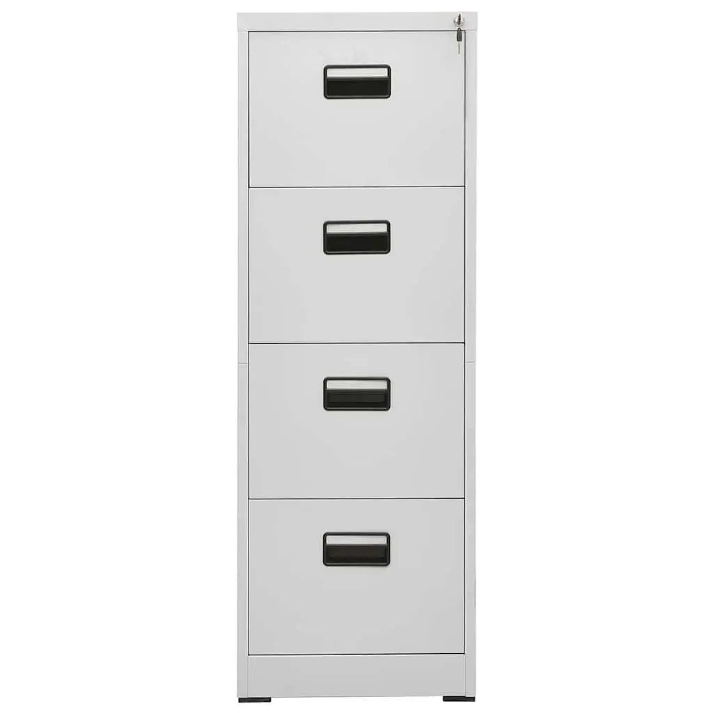 Filing Cabinet Light Grey 2 Drawer Steel Lockable Office Storage