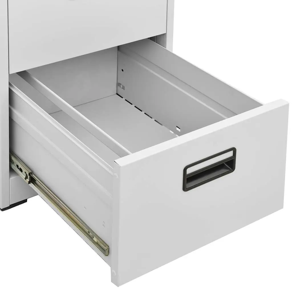Filing Cabinet Light Grey 2 Drawer Steel Lockable Office Storage