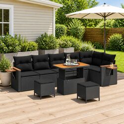 Garden Sofa Set 9 Pieces Modular Outdoor Furniture Adjustable Patio Lounge
