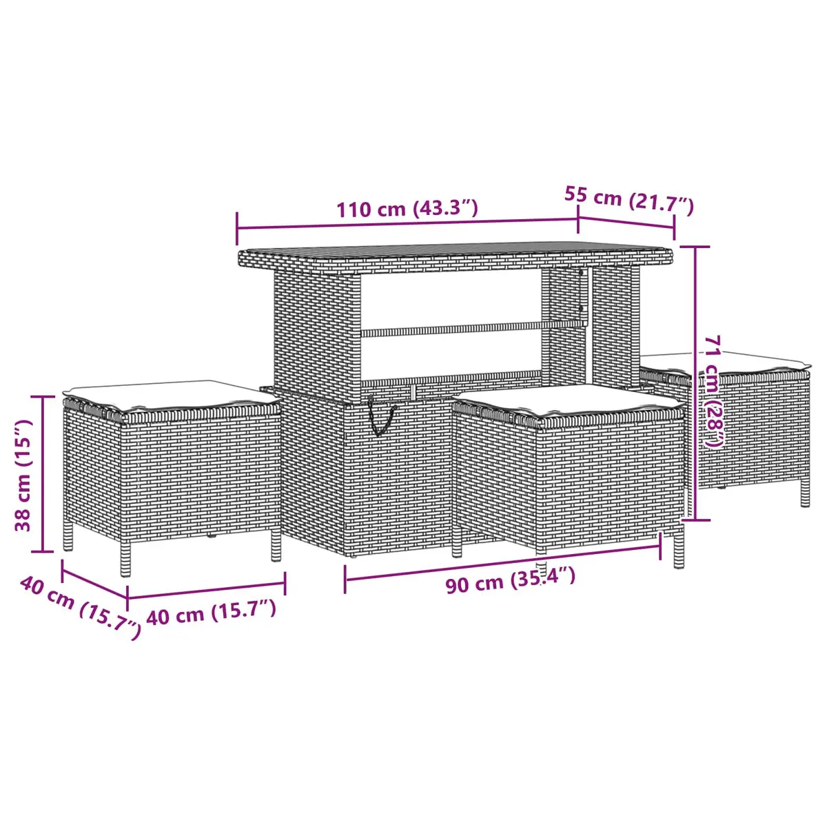 Garden Sofa Set 13-Piece Outdoor Seating Black Poly Rattan Lounge Suite