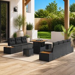 10-Piece Black Patio Furniture Set for Elegant Outdoors
