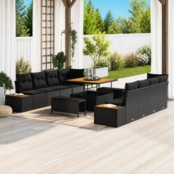 Outdoor 11-Piece Garden Sofa Set in Black