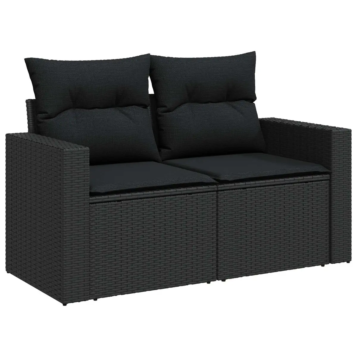 Modular Garden Sofa Set 12 Piece Black Poly Rattan Removable Cushions Sectional Lounge