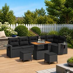 Stylish Modular 11 Piece Patio Sofa Set in Black