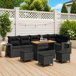 Stylish Black Rattan Modular Garden Sofa Set 12 pcs