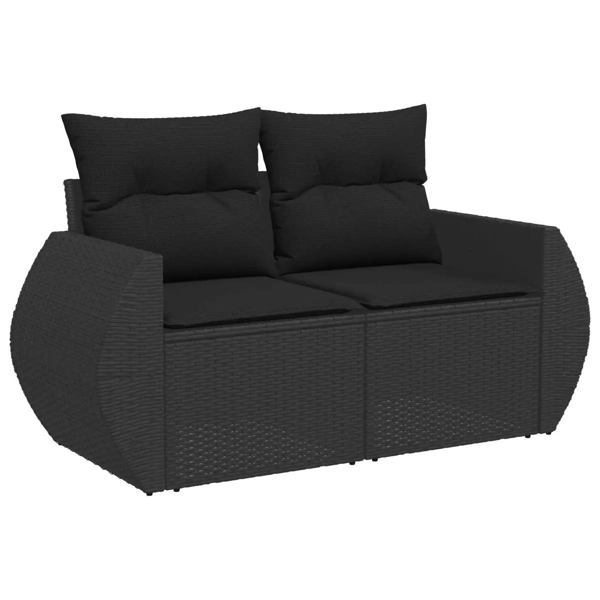 Outdoor Garden Sofa Set 9 Piece Black Poly Rattan Modular Seating with Cushions