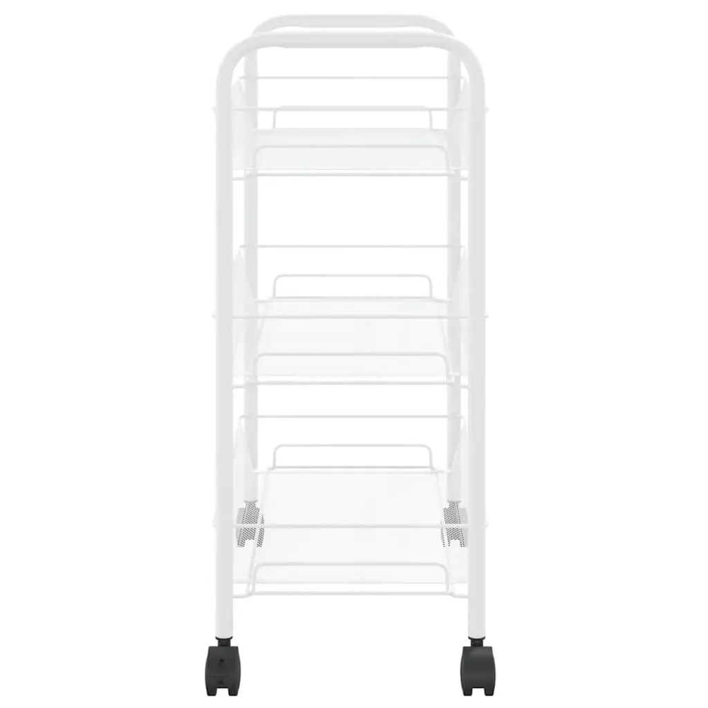 3-Tier Kitchen Trolley White Storage Cart Organiser Mesh Baskets Wheels