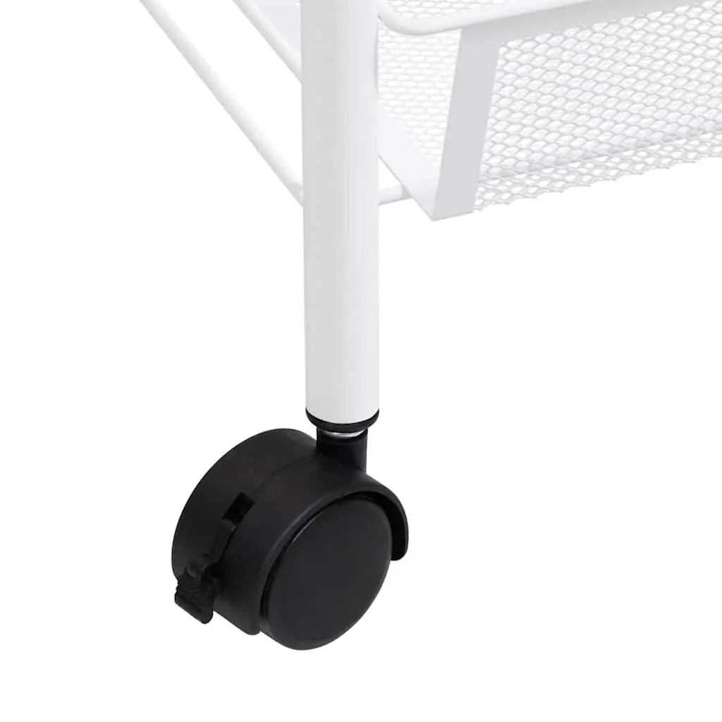 3-Tier Kitchen Trolley White Storage Cart Organiser Mesh Baskets Wheels