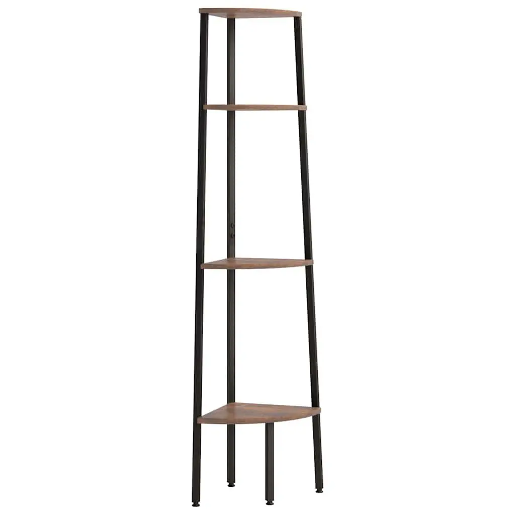 Corner Shelf 4-Tier Storage Bookcase Dark Brown Black 45.5x31.5x150cm Standing