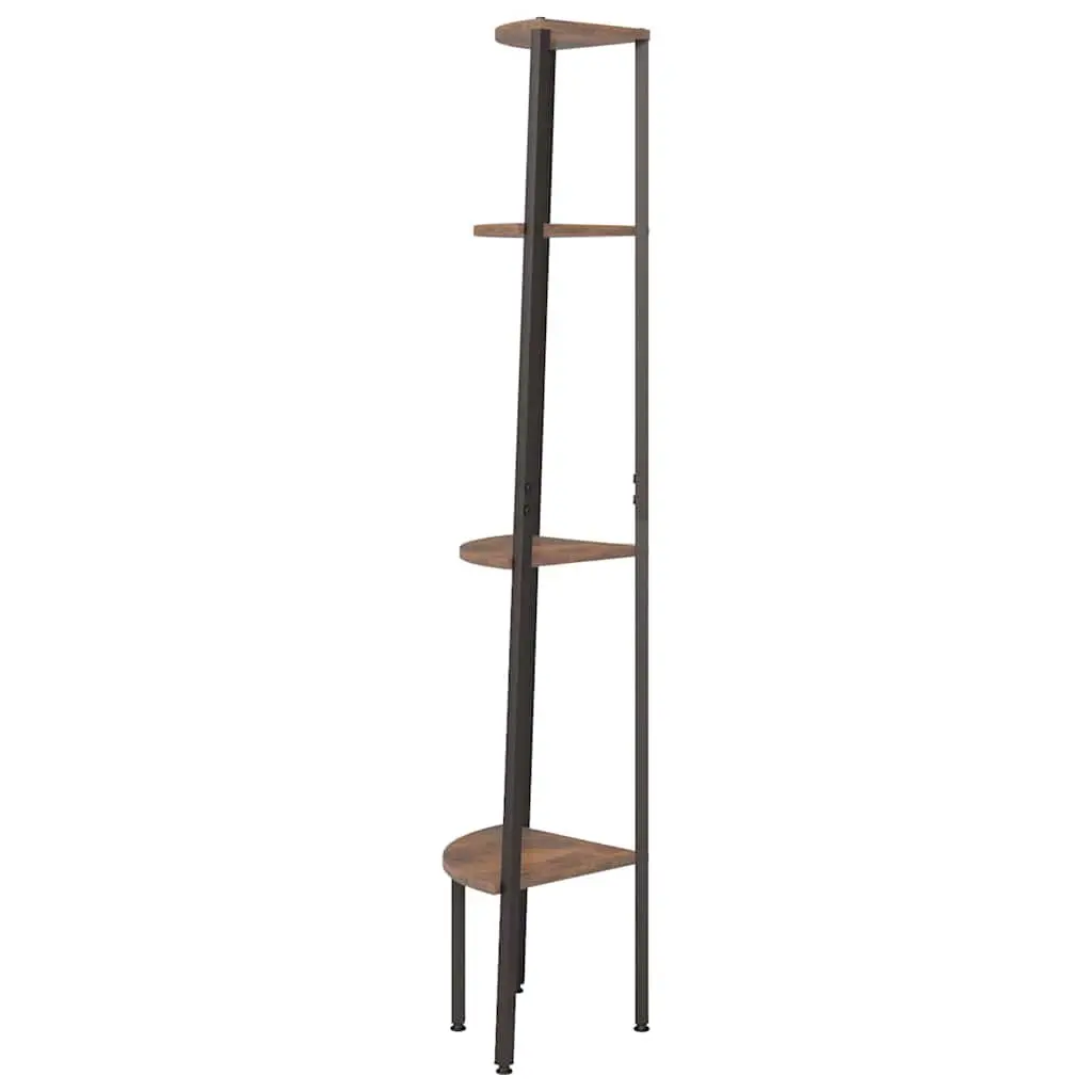 Corner Shelf 4-Tier Storage Bookcase Dark Brown Black 45.5x31.5x150cm Standing