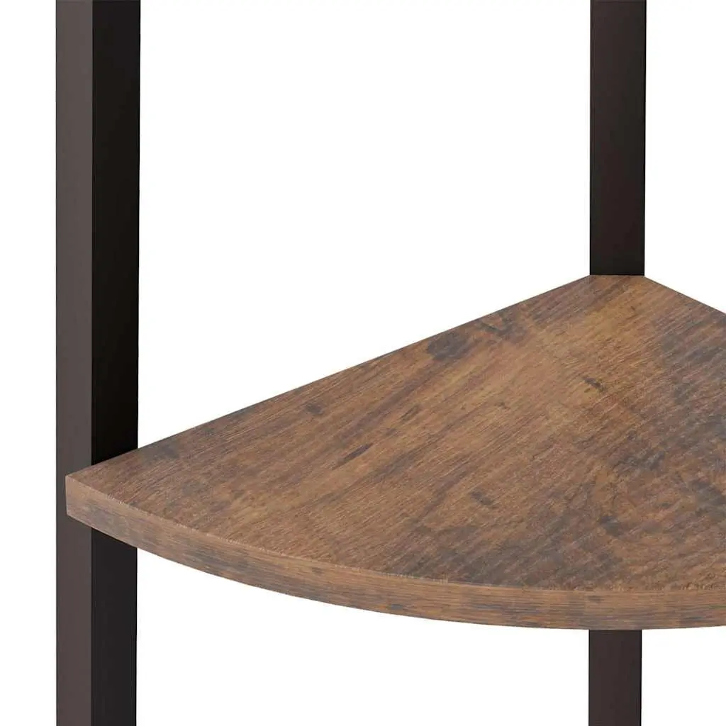 Corner Shelf 4-Tier Storage Bookcase Dark Brown Black 45.5x31.5x150cm Standing