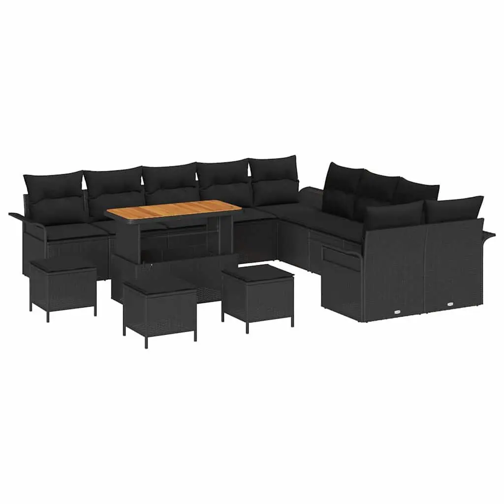 Garden Sofa Set 14 Pieces Outdoor Seating Poly Rattan Patio Furniture Black