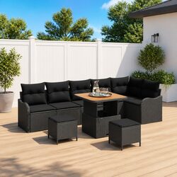 Chic 9 Piece Black Modular Sofa Set for Your Patio