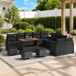Outdoor Garden Sofa Set 14 Piece Lounge Seating with Storage Cushions Black
