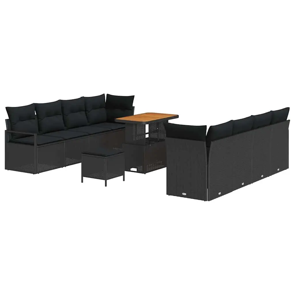 Garden Sofa Set Outdoor Seating with Storage Cushion Black Modular Lounge