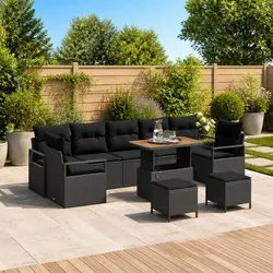 Stylish Black 10-Piece Outdoor Sofa Set for Your Garden
